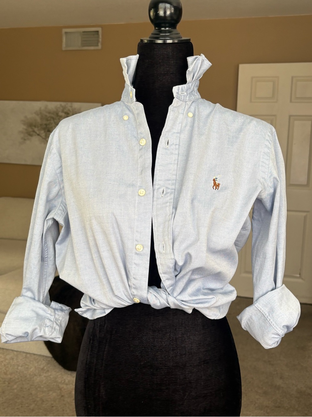 Reworked Ralph Lauren Light Blue Button-Down Shirt size small